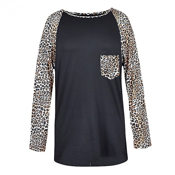 Women mother long-sleeved leopard shirt shirt T-shirt home service clothing