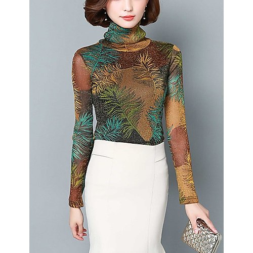 Women go out to the large size shirt lace, net, patchwork collar, print