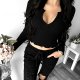 Women Collar Skinny Long Sleeve Top Solid Shirt T-Shirt