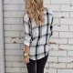 Women Black Pocket Plaid Print Long Sleeve Casual Shirt Shirt Top Shirt
