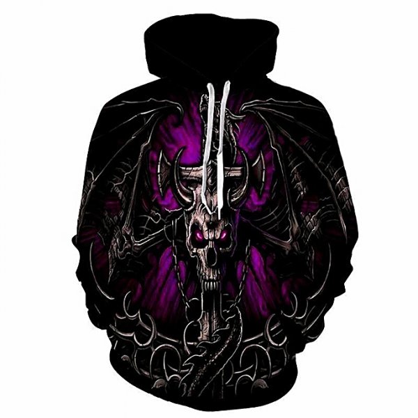 Women 3D Print Pullover Realistic Long Sleeve Hooded Jacket Blouse