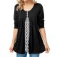 Women Ladies Casual Print Patchwork T-Shirt Long Sleeve Top Shirt