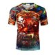 Men daily wear T-shirt, animal round neck, short sleeves