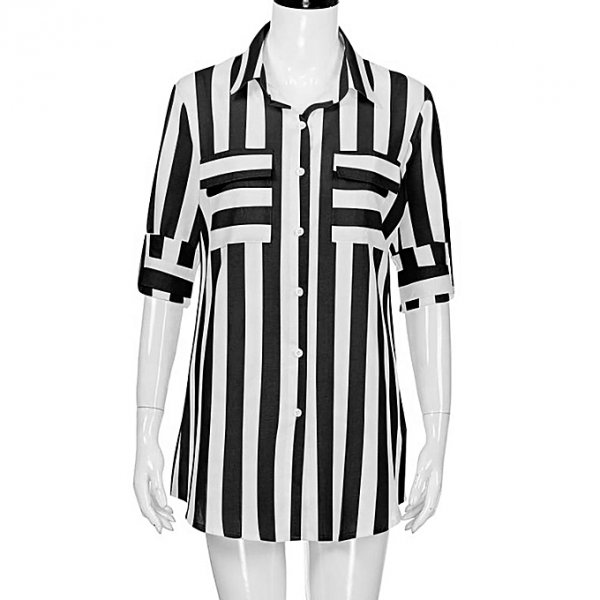 Women Striped Loose Long Sleeve Shirt Women Casual Top T-Shirt