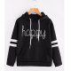 Women Express Applique Long Sleeve Hoodie Sweater Pullover Shirt