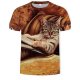 Men basic T-shirt, 3D, animal print round neck