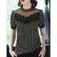 Women Retro basic shirt, wave point lace