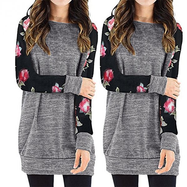 Women Long Sleeve Printed Light Long T-Shirt Top Shirt