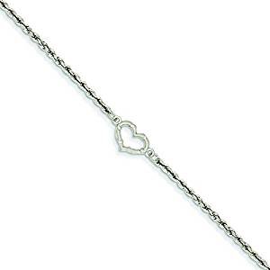 White stainless steel wire rope heart anklet jewelry
