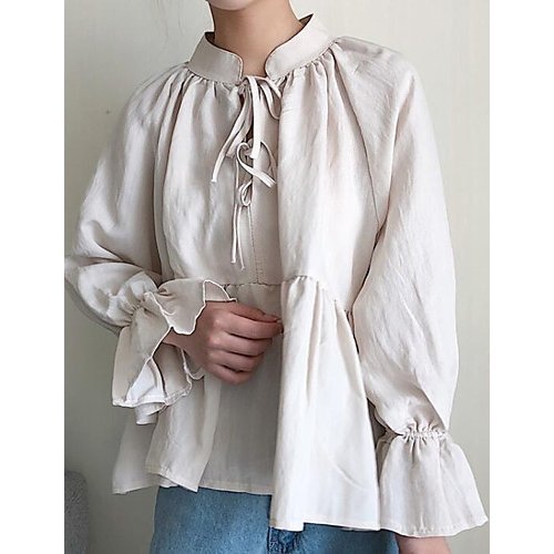 Slim women go out T-shirt, solid color round neck