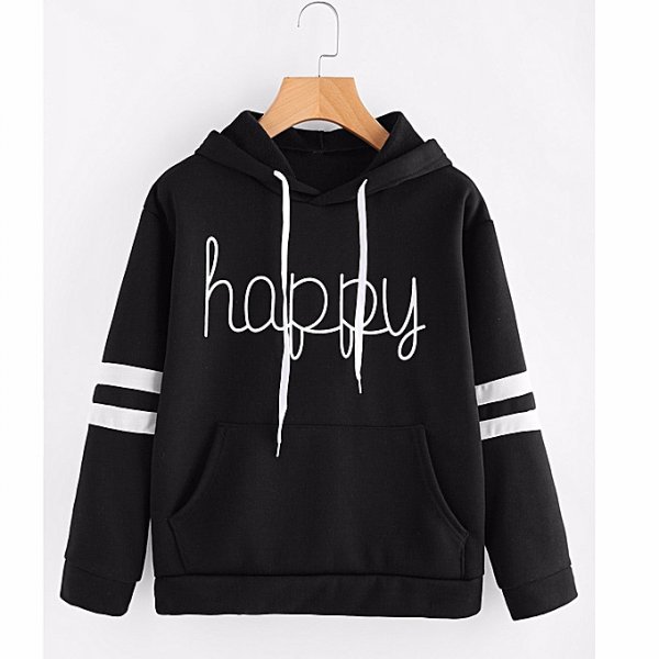 Women Express Applique Long Sleeve Hoodie Sweater Pullover Shirt