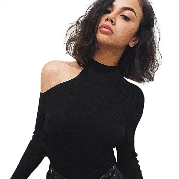 Fashion Women Clothes Slim Strapless Long Sleeve Casual Shirt Top T-Shirt
