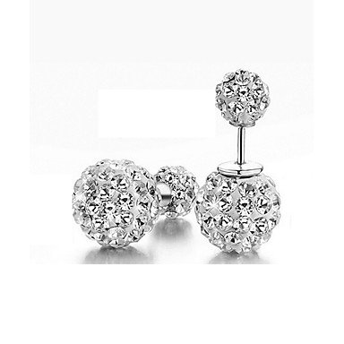 Women earrings, sterling silver, classic silver rhinestone