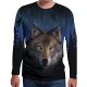 Men everyday wear holiday t-shirt, color block, 3D, animal print round neck, long sleeves